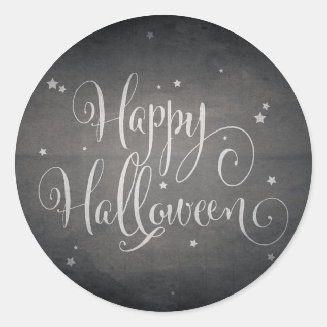 Beautiful Black Vintage Stars Halloween Classic Round Sticker (Front)