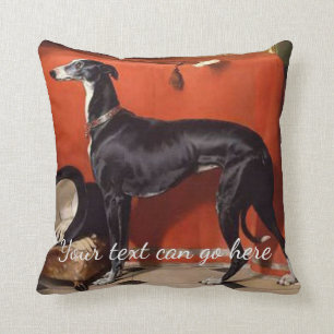 Beautiful Black & White Greyhound Throw Pillow