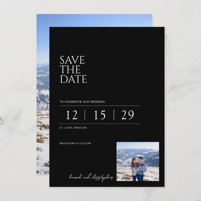 Beautiful Black & White Wedding Save The Date (Front/Back)
