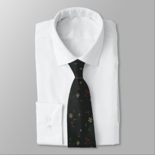 Beautiful Black With Minimal Christmas Design Tie
