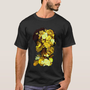 Beautiful Black Woman Afro Queen African Art Yello T-Shirt