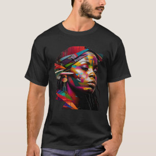Beautiful Black Woman Colorful Abstract African Me T-Shirt