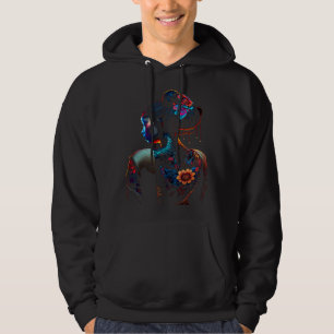 Beautiful Black Woman Melanin Flowers Geisha Tatto Hoodie