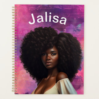 Beautiful Black Woman Personalizable Cover Noteboo Planner