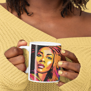 Beautiful Black Woman Pop Art Style Coffee Mug
