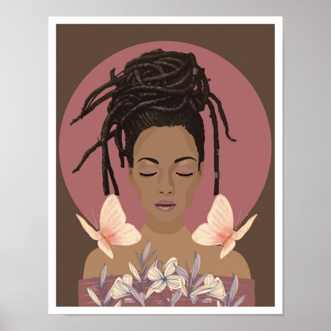 Beautiful Black Woman Vector illustration  Poster (Front)