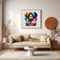 Beautiful Black Woman Wearing a Colourful Headpiec