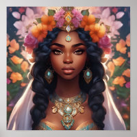 Beautiful Black Woman Wearing a Floral Crown