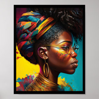 Beautiful Black Woman with a Headwrap Poster
