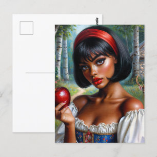 Beautiful Black Woman With Apple Art Postcard