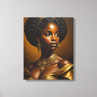 Beautiful Black Woman with Gold Crown Canvas Print