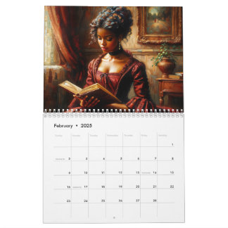 Beautiful Black Women Reading Books Artwork Calendar
