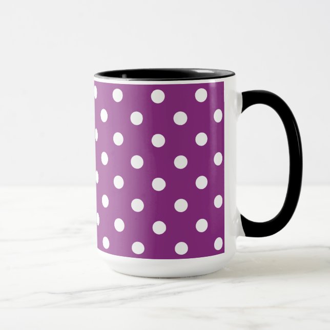 Beautiful Blackberry Color With White Polka Dots Mug (Right)