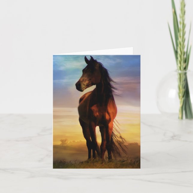 Beautiful Blank Horse Art Note Card (Front)