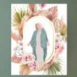 Beautiful Blessed Mother Modern Catholic Foil Prints<br><div class="desc">A beautiful print including a hand illustrated image of the Blessed Mother,  watercolor florals,  and gold foil details.</div>