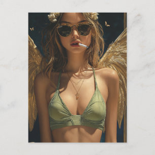 Beautiful Blond Smoking Angel Postcard