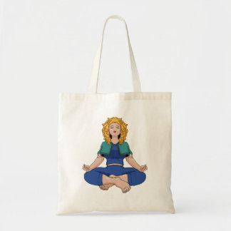 Beautiful Blonde Girl Yoga Pose Lotus Cute Tote Bag