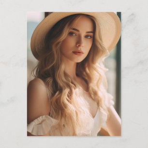 Beautiful Blonde in Pink Postcard