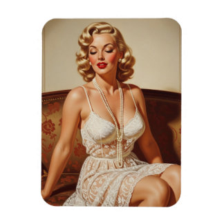 Beautiful blonde pin-up 50's art magnet