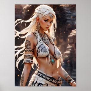 Beautiful Blonde Tribal Princess Poster