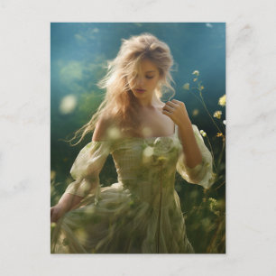 Beautiful Blonde Woman in a Meadow Postcard