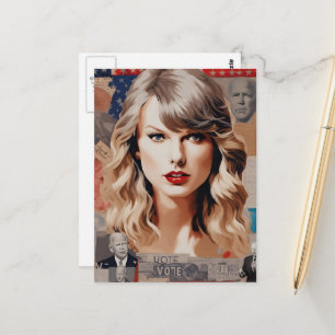 Beautiful Blonde Woman Vote Collage Postcard