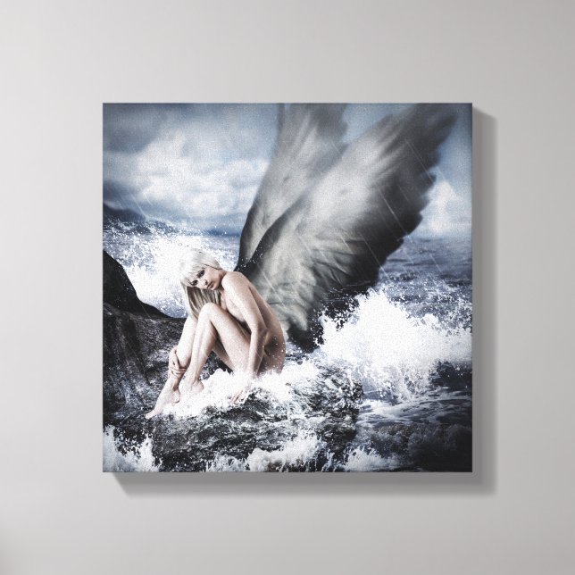 beautiful blonde woman with angel wings canvas print (Front)