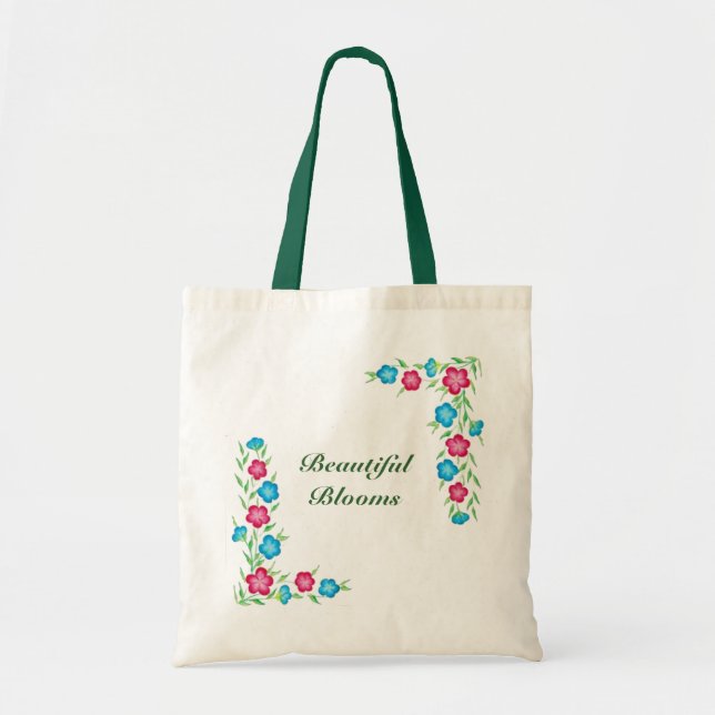 Beautiful blooms bag- select your size/colour/text tote bag (Front)
