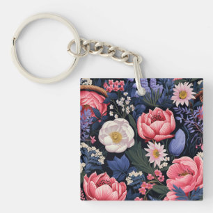 Beautiful Blooms, colourful pattern, Keychain