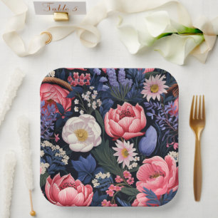 Beautiful Blooms, colourful pattern, Paper Plate