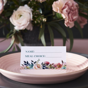 Beautiful Blooms Floral Spring Wedding Meal Choice Place Card