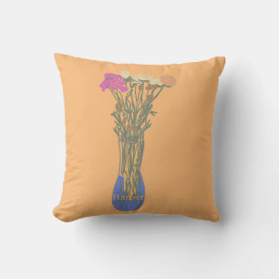 Beautiful Blooms Original Flower Illustration Throw Pillow