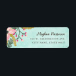 Beautiful Blooms Return Address Label / Aqua<br><div class="desc">Beautiful Blooms Return Address Label / Aqua</div>