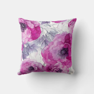 Beautiful Blooms Vintage Modern Floral Pattern Throw Pillow