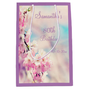 Beautiful Blossom 80th Birthday Party Medium Gift Bag