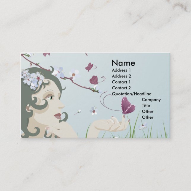 beautiful blossom and butterflies business card (Front)