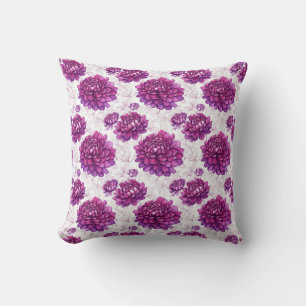 Beautiful Blossom Chic Pink Floral Garden Pattern Throw Pillow