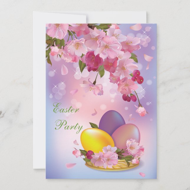Beautiful Blossom & Eggs Easter Party Invitation (Front)