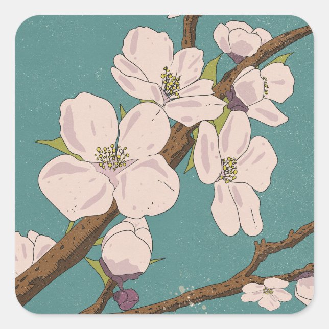 Beautiful Blossom Tree Square Sticker (Front)