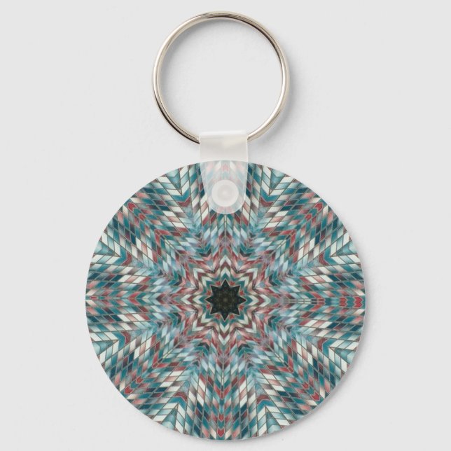 Beautiful Blue  Abstract Pattern Keychain (Front)