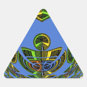 Beautiful Blue African Traditional Ethnic Vector Triangle Sticker