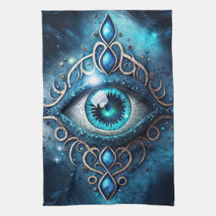 Beautiful Blue All Seeing Eye Illuminati Kitchen Towel