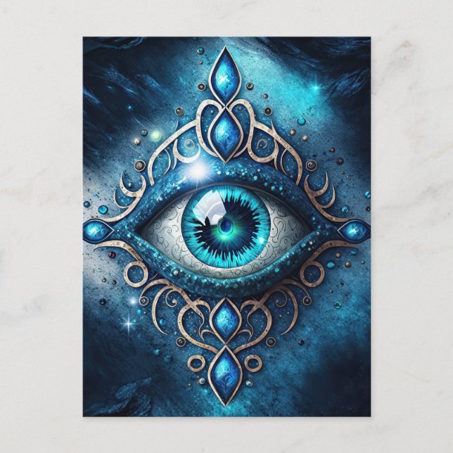 Beautiful Blue All Seeing Eye Illuminati Postcard (Front)