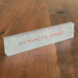 Beautiful blue and copper colour marble design nameplate