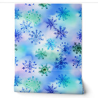 Beautiful Blue and Green Falling Snowflakes