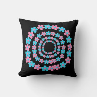 Beautiful Blue and Pink Floral Pattern Blanket Throw Pillow