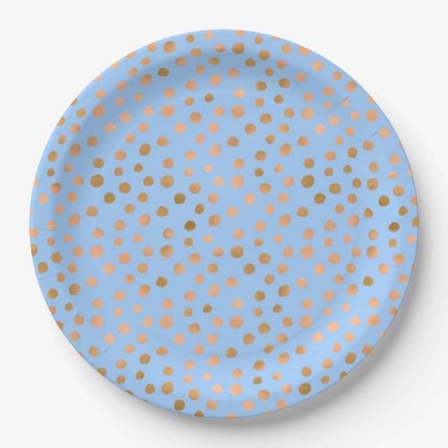 Beautiful Blue and Pink Rose faux foil Paper Plate (Front)