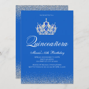 Beautiful Blue and Silver Quinceanera Invitations