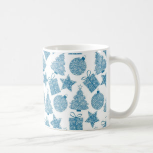 Beautiful Blue and White Christmas Coffee Mug