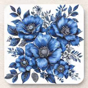 Beautiful Blue and White Floral Arrangement Coaster